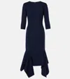 Oscar De La Renta Pleated Wool-blend Midi Dress In Blue