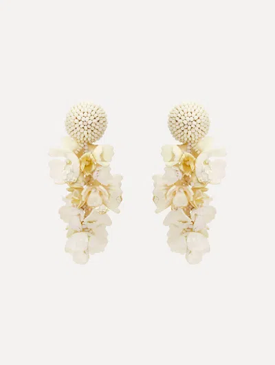 Oscar De La Renta Plexy & Raffia Flower Earrings
