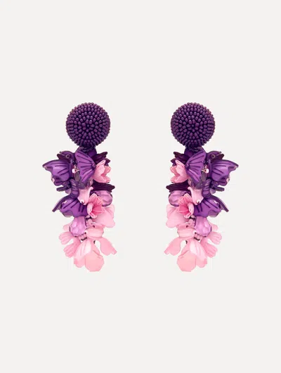 Oscar De La Renta Plexy & Raffia Flower Earrings