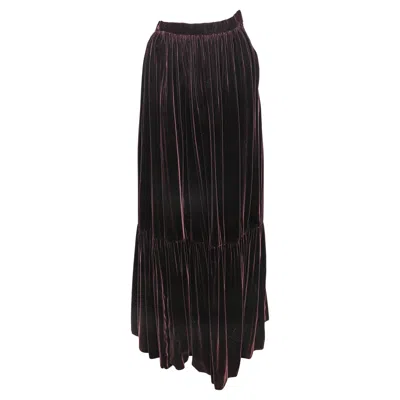 Pre-owned Oscar De La Renta Plum  Velvet Maxi Skirt Size Us 4 In Black