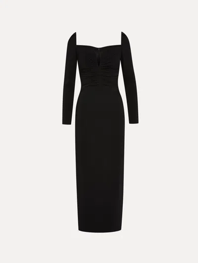 Oscar De La Renta Plunging Sweetheart Cocktail Dress In Black