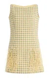 Oscar De La Renta Pocket-detailed Checked Tweed Mini Dress In Multi