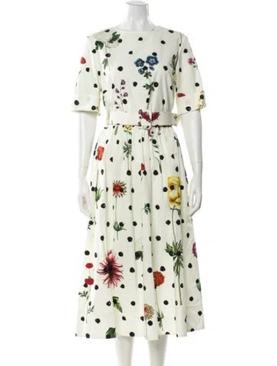 Pre-owned Oscar De La Renta Polka Dot Print Long Dress In Multi
