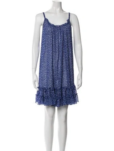 Pre-owned Oscar De La Renta Polka Dot Print Nightgown In Blue