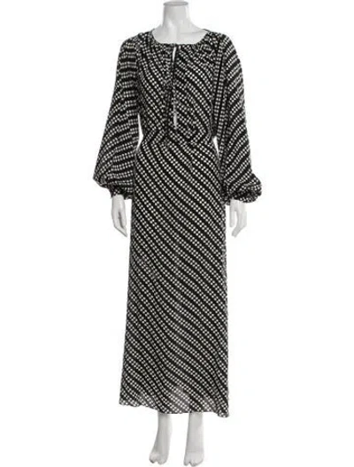 Pre-owned Oscar De La Renta Polka Dot Print Robe In Black