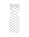 Oscar De La Renta Polka Dot Sleeveless Sheath Dress In White Cotton In White