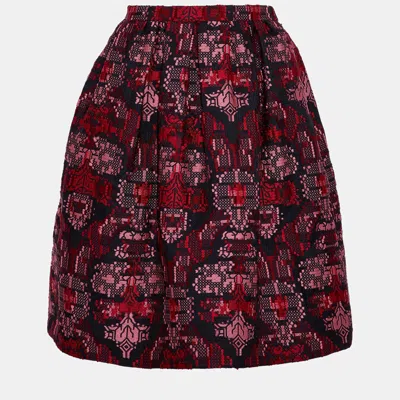Pre-owned Oscar De La Renta Polyester Knee Length Skirt 2 In Red