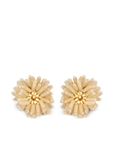 Oscar De La Renta Pompom Flower Clip-on Earrings