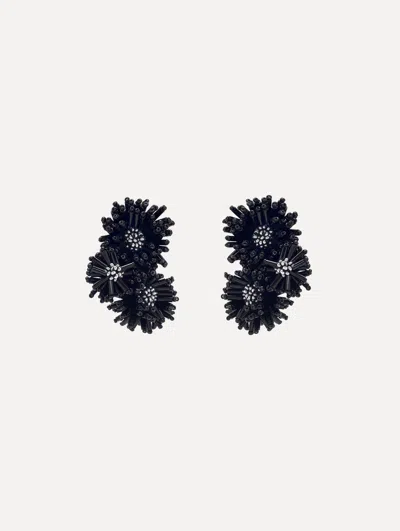 Oscar De La Renta Pompom Flower Clip-on Earrings