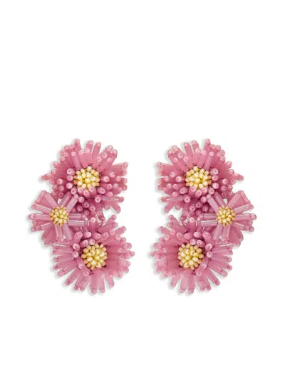 Oscar De La Renta Pompom Flower Earrings