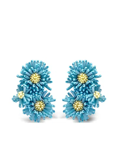 OSCAR DE LA RENTA POMPOM FLOWER EARRINGS