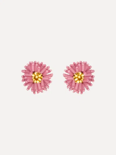 Oscar De La Renta Pompom Flower Earrings
