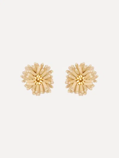 Oscar De La Renta Pompom Flower Earrings