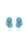 Oscar De La Renta Pompom Flower Stud Earrings In Blue