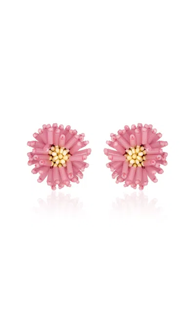 Oscar De La Renta Pompom Stud Earrings In Pink