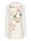 Oscar De La Renta Cherry Blossom Cotton Poplin Pleated Blouse In White
