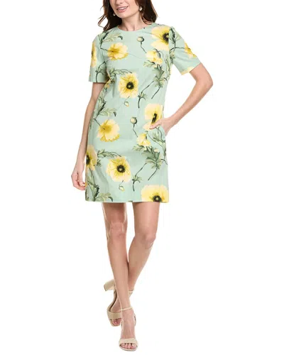 Oscar De La Renta Poppies Shift Dress In Green