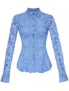Oscar De La Renta Poppy Guipure Lace Blouse In Blue