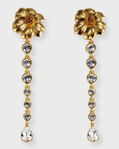 Oscar De La Renta Poppy Champagne Crystal Earrings In Gold