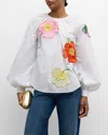 Oscar De La Renta Flower-detail Round-neck Blouse In White