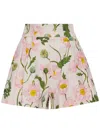 Oscar De La Renta Poppy-print Cloqué Shorts In Pink