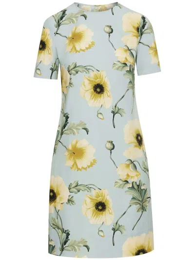 Oscar De La Renta Poppies Shift Dress In Gray