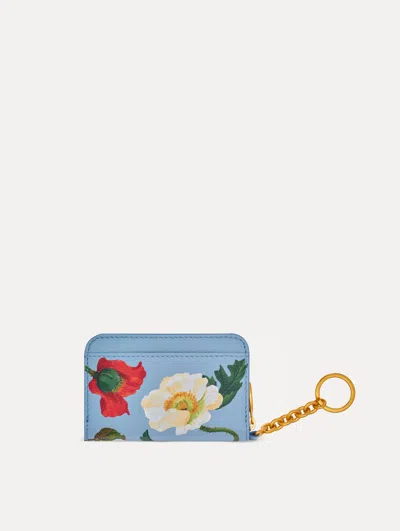 Oscar De La Renta Poppy-printed Zip Card Case