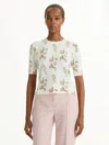 Oscar De La Renta Porcelain Flower Embroidered Pullover In White