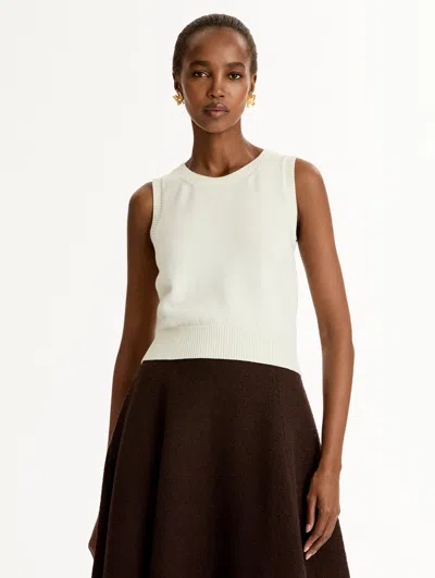 Oscar De La Renta Porcelain Flower Guipure Insert Tank In White
