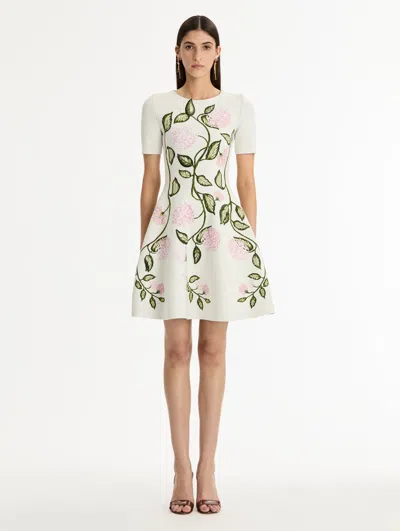 Oscar De La Renta Porcelain Flower Jacquard Dress In Neutral