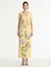 Oscar De La Renta Porcelain Flower Jersey Dress In Multi