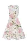 Oscar De La Renta Porcelain Flowers Guipure Mini Dress In Multi