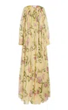 Oscar De La Renta Porcelain Flowers Printed Cotton Caftan In Multi