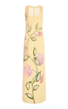 Oscar De La Renta Porcelain Flowers Scoop-neck Midi Dress In Multi