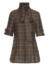 Oscar De La Renta Prince Of Wales Check Tie-neck Blouse In Brown