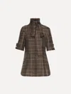 Oscar De La Renta Prince Of Wales Check Tie-neck Blouse In Brown