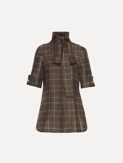 OSCAR DE LA RENTA PRINCE OF WALES SILK BLOUSE