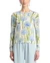 Oscar De La Renta Printed Allium Long Sleeve Cardigan In Multi