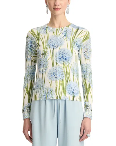 OSCAR DE LA RENTA OSCAR DE LA RENTA PRINTED ALLIUM LONG SLEEVE CARDIGAN