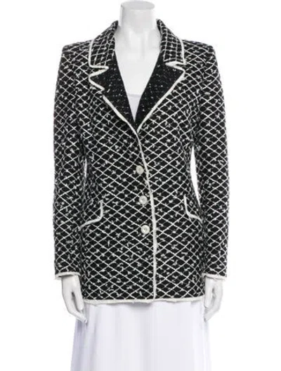 Pre-owned Oscar De La Renta Printed Blazer In Black