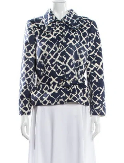 Pre-owned Oscar De La Renta Printed Blazer In Blue