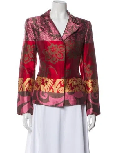 Pre-owned Oscar De La Renta Printed Blazer In Pink