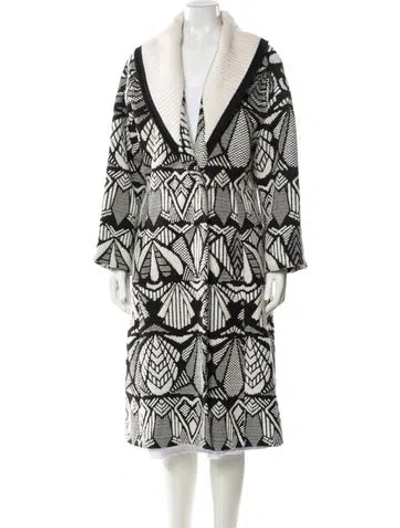 Pre-owned Oscar De La Renta Printed Coat In Black