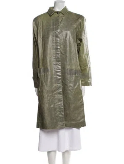 Pre-owned Oscar De La Renta Printed Coat In Green