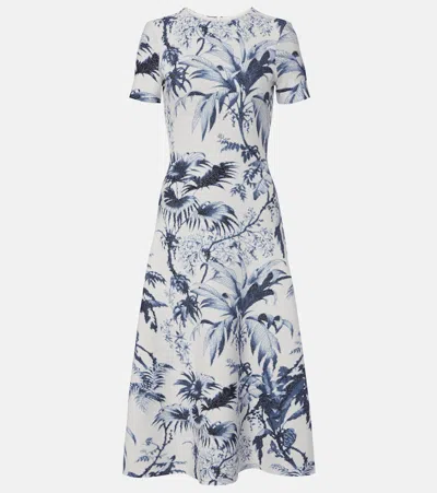 Oscar De La Renta Printed Cocktail Dress In Blue