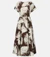 Oscar De La Renta Printed Cotton-blend Poplin Midi Dress In Multi