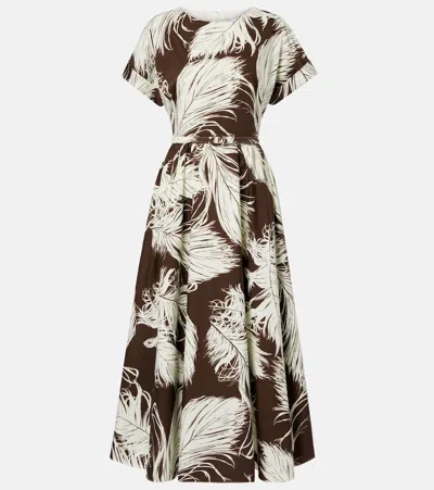 OSCAR DE LA RENTA PRINTED COTTON-BLEND POPLIN MIDI DRESS