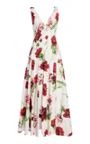 Oscar De La Renta Printed Cotton Poplin Maxi Dress In Multi