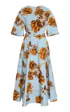 Oscar De La Renta Printed Cotton Poplin Midi Dress In Multi