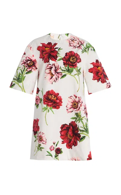 Oscar De La Renta Printed Cotton Poplin Mini Shirt Dress In Multi